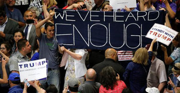 Protests turn violent at Trump rally