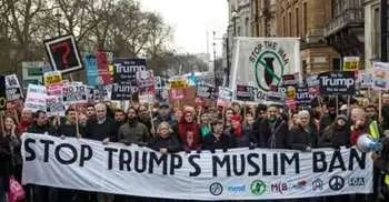 Thousands march on London in protest against Trump’s travel ban