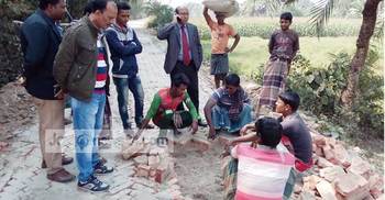 নিম্নমানের সামগ্রীর ব্যবহার, সড়কের নির্মাণ কাজ বন্ধ