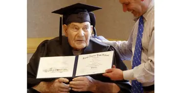 90-year-old man receives his high school diploma