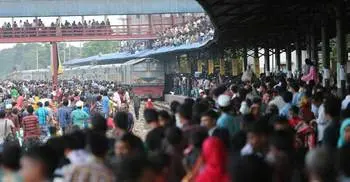 Home-bound people’s rush at rail stations, bus stands