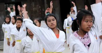Fearing troops Myanmar girls learn Karate