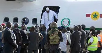 Gambia`s President Barrow arrives home 