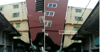 ভৈরবে ভূমিকম্পে হেলে পড়েছে চারতলা ভবন