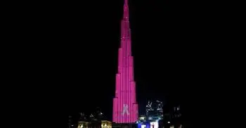 Dubai’s Burj Khalifa lit up in pink for breast cancer