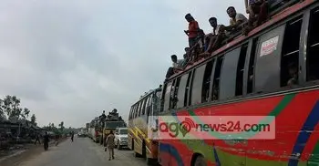 Vehicles move at snail’s pace on Dhaka-Tangail Highway