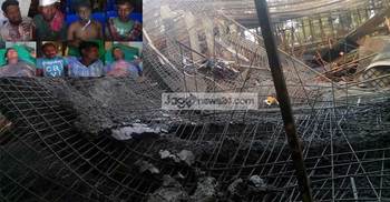 নির্মাণাধীন খাদ্যগুদামের ভেঙে পড়ল ছাদ