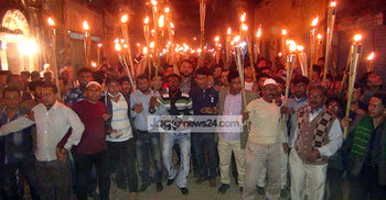 আশুগঞ্জে হরতাল সমর্থনে মশাল মিছিল