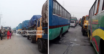 ঢাকা-টাঙ্গাইল মহাসড়কে যানজট