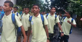 Victorious U-16 boys team return home