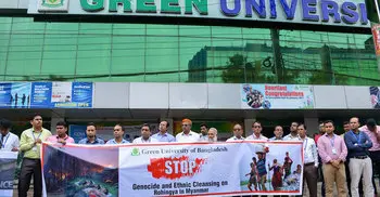 Green University protest Rohingya persecution