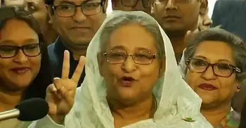 Sheikh Hasina casts vote at Dhaka City College
