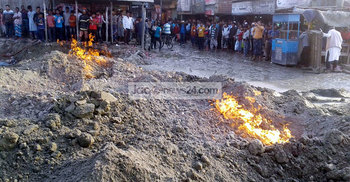 গ্যাস লাইনে ফাটল, ঢাকা-টাঙ্গাইল মহাসড়কে যানজট