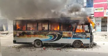 Motorcyclist killed in Mogbazar road crash, bus torched
