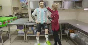 Life-size chocolate Messi for his birthday