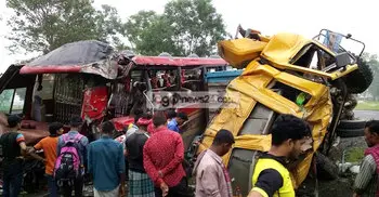 Bus-covered van collision kills 4 in Sirajganj
