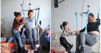 6-year-old girl in China takes care of paralysed dad