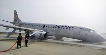 Pilot in Myanmar lands plane without front wheels