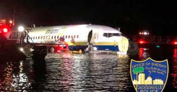 Boeing 737 slides into Florida river with 136 on board