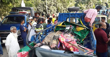 কাভার্ডভ্যান-স্কুটার সংঘর্ষে নিহত ১, অবস্থা আশঙ্কাজনক ৩ জনের