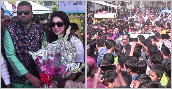 কুড়িগ্রামে অপু বিশ্বাসকে দেখতে মানুষের ভিড়