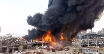 Large fire erupts in Beirut port area