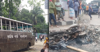 BGB vehicle vandalised, cop motorcycles torched in Dhaka