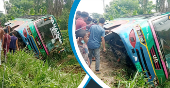 চাঁদপুরে নিয়ন্ত্রণ হারিয়ে বাস খাদে, আহত ৩০