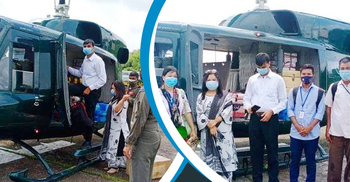 হেলিকপ্টারে দুর্গম পাহাড়ে টিকা নিয়ে গেলেন ইউএনও