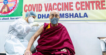 Covid: Dalai Lama urges others to get vaccinated as he receives first shot