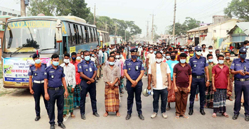 ধান কাটতে বিভিন্ন অঞ্চলে যাচ্ছেন গাইবান্ধার ২৫০ শ্রমিক