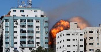 Gaza tower housing Al Jazeera office destroyed by Israeli attack