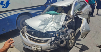 Three killed as private car hits motorcycle