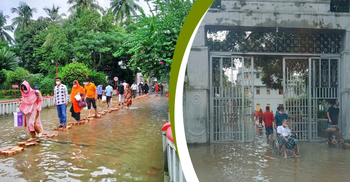 কুমুদিনী হাসপাতালে বন্যার পানি, রোগীদের ভোগান্তি