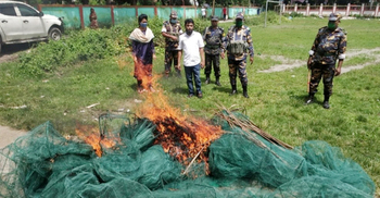 ভাঙ্গায় বিপুল পরিমাণ চায়না জাল জব্দ-জরিমানা