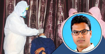 বাড়ি বাড়ি গিয়ে নিজেই নমুনা সংগ্রহ করছেন ইউপি চেয়ারম্যান