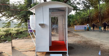 করোনা ঠেকাতে খাগড়াছড়ির প্রবেশদ্বারে ‘ডিসইনফেকশন বুথ’