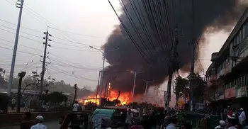 Fire guts 35 shops in Khulna
