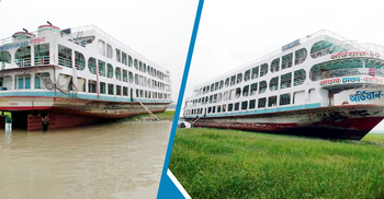 পাল্লা দিয়ে চলতে গিয়ে ডুবোচরে আটকা পড়ল লঞ্চ