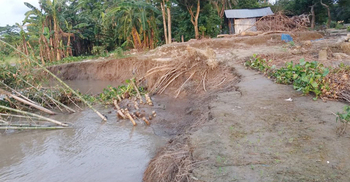 আড়িয়াল খাঁ নদে বিলিন বসত বাড়ি-ফসলি জমি