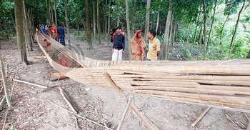দেশের ‘সবচেয়ে বড়’ বাঁশের নৌকা তৈরি করলেন মানিকগঞ্জের সাত্তার