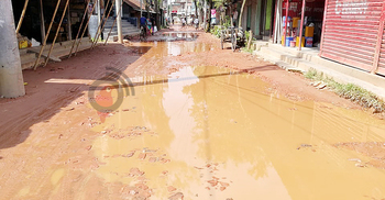 ভারী যানে সড়কে ছোট-বড় গর্ত, উঠে গেছে কার্পেটিং