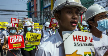 Myanmar envoy appeals to UN to stop coup; more protests planned