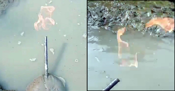 নদী থেকে উঠছে গ্যাস, আতঙ্কে এলাকাবাসী