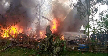 Philippine military plane carrying 85 people crashes