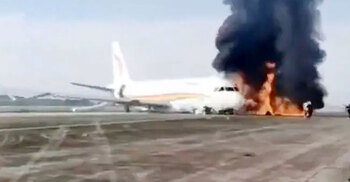 Chinese jet aborts takeoff, catches fire, causing minor injuries