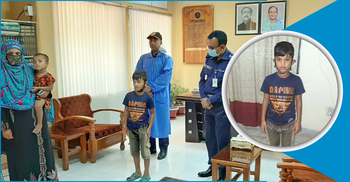 হারানো সন্তানকে মায়ের কোলে তুলে দিলো পুলিশ