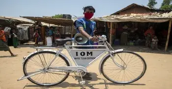 Rohingya cyclists share Covid-19 info in refugee camps