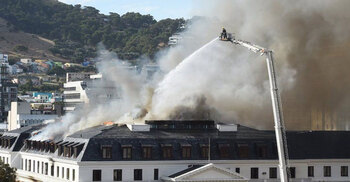 South Africa parliament fire flares up again