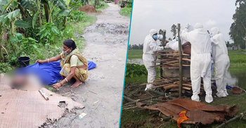 স্বামীর লাশ নিয়ে রাস্তায় বসে ছিলেন স্ত্রী, দাহ করল প্রশাসন